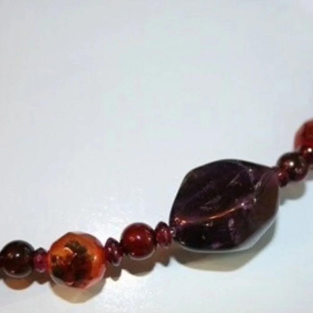 Amethyst necklace‎ agate garnet beads sterling silver clasp
